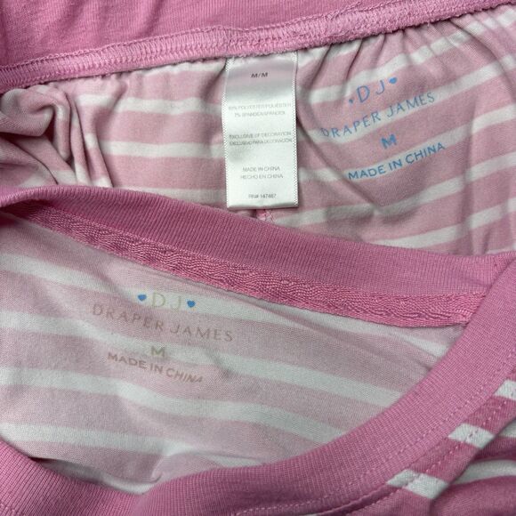 Draper James Pink Stripe Long Sleeve Shorts Lounge PJ Set Size Medium Womens - Picture 6 of 10